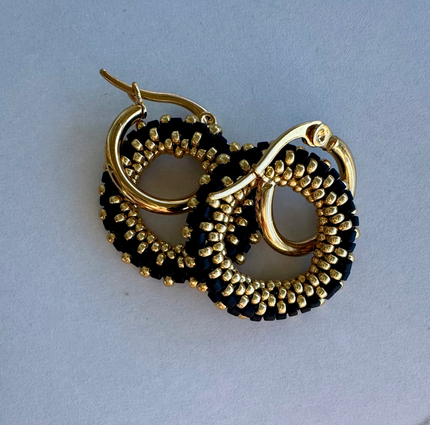 Midnight Aura Beaded Hoop Earrings