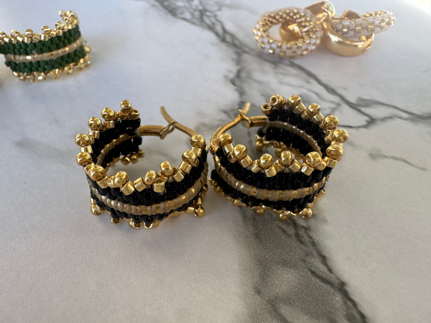 Handwoven Black & Gold Boho Luxury Earrings
