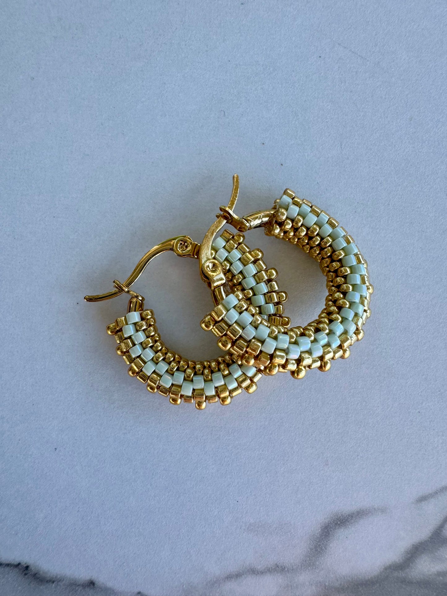 Golden Oasis Beaded Hoops