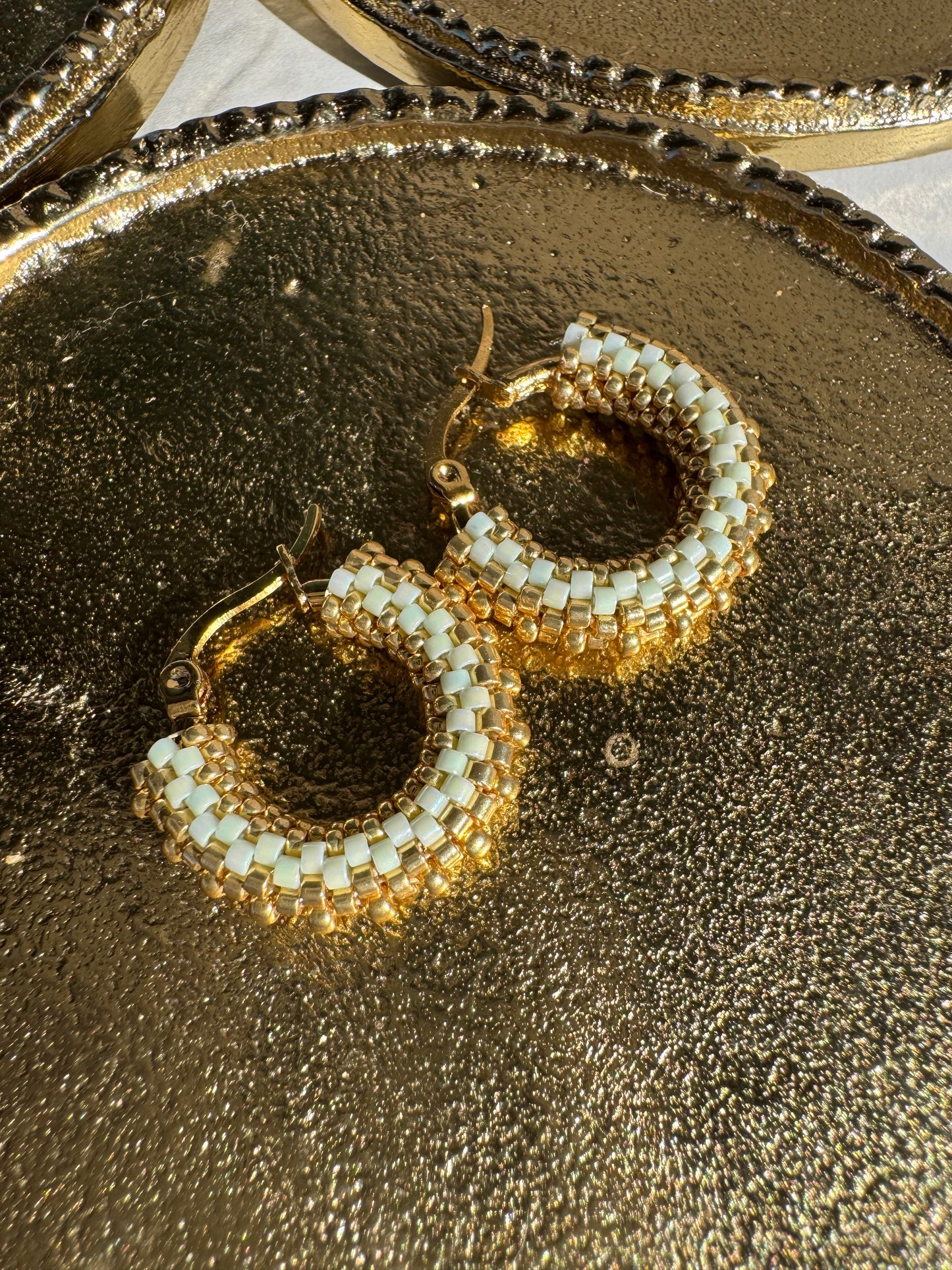 Golden Oasis Beaded Hoops