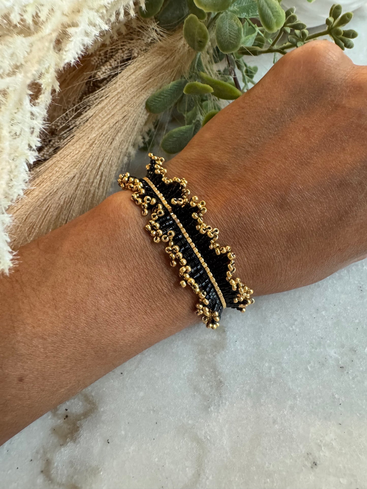 Boho Luxury Miyuki Bracelet | Handcrafted Beaded Bracelet with Gold Accents