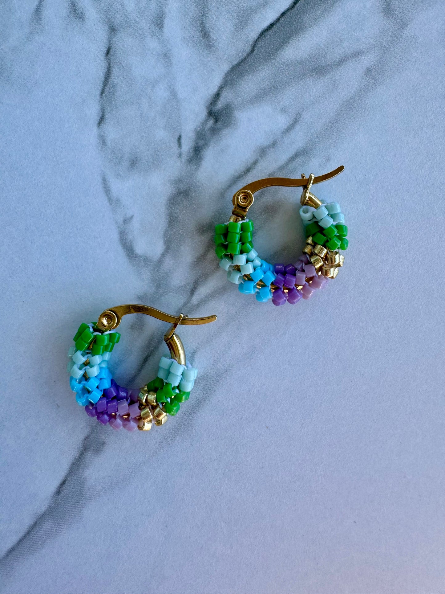 Rainbow Miyuki Hoop Earrings
