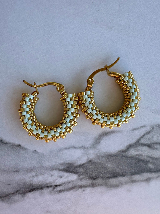 Golden Oasis Beaded Hoops