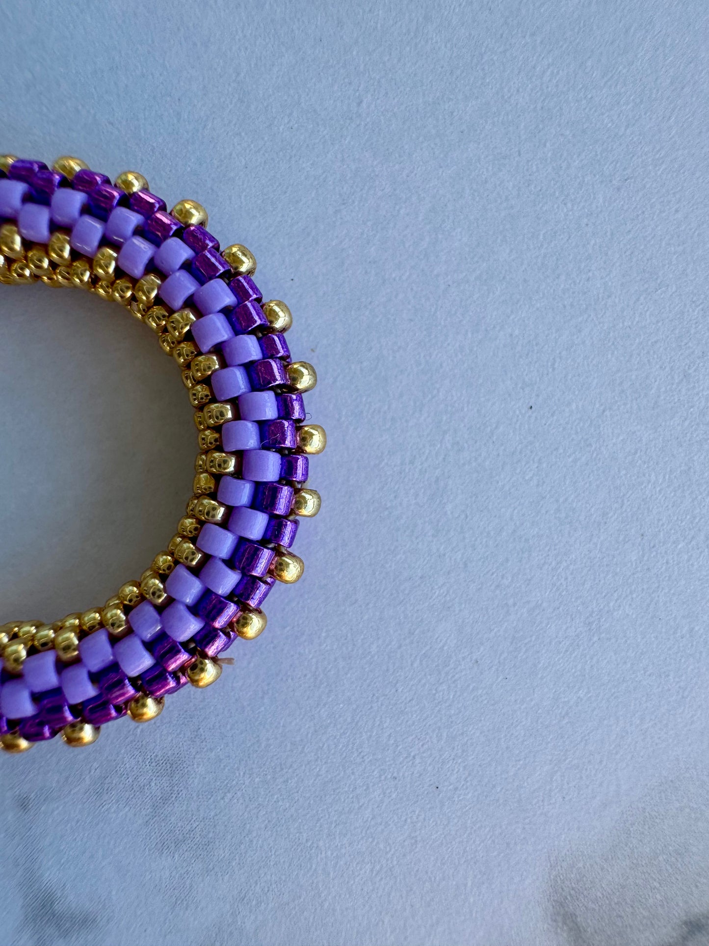 Violet Hand-Beaded Hoops