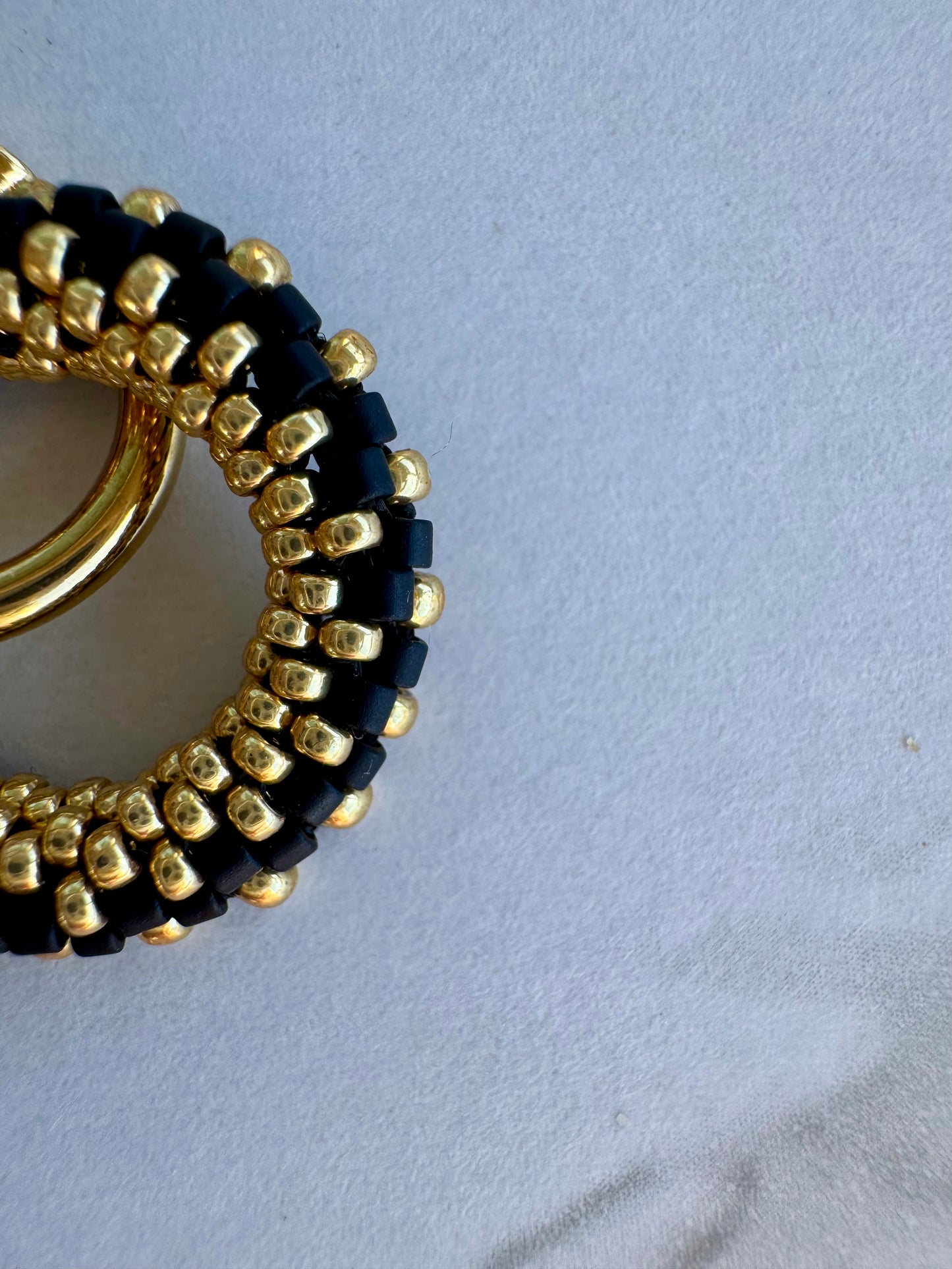 Midnight Aura Beaded Hoop Earrings