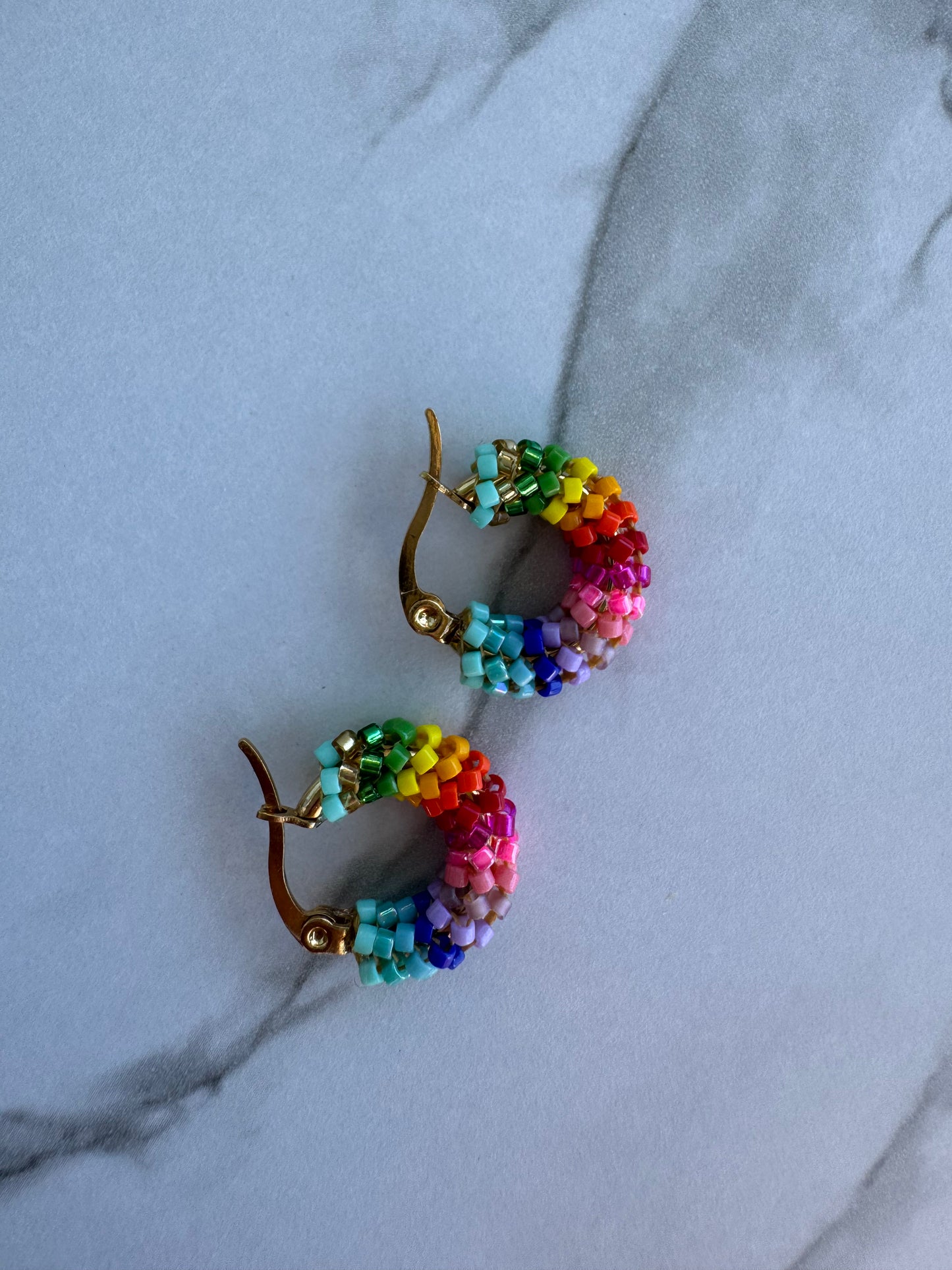 Aura Rainbow Hoop Earrings – Boho Luxury Color Statement