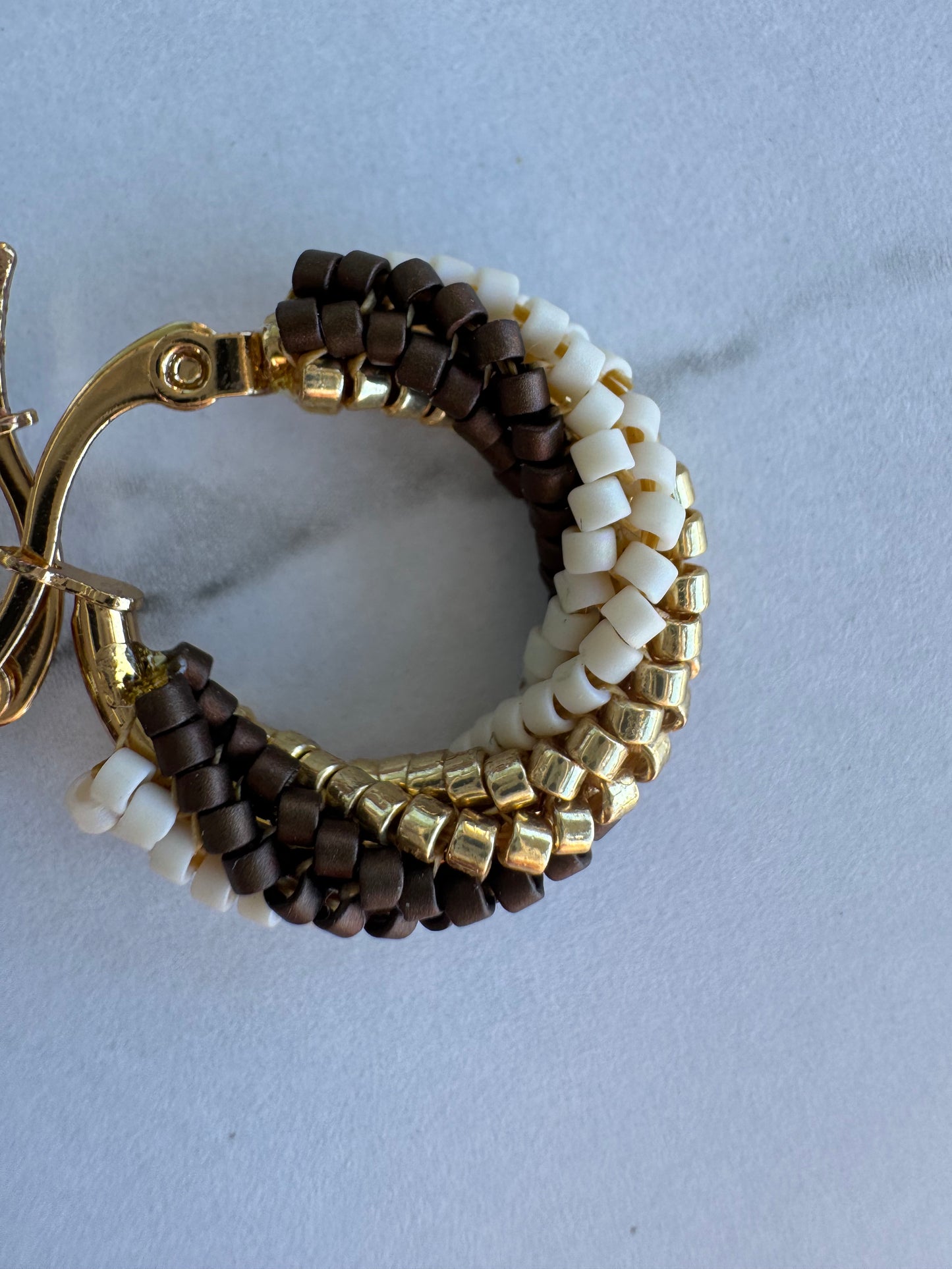 Earth & Ivory Beaded Hoop Earrings – Boho Luxury Handmade Statement Jewelry
