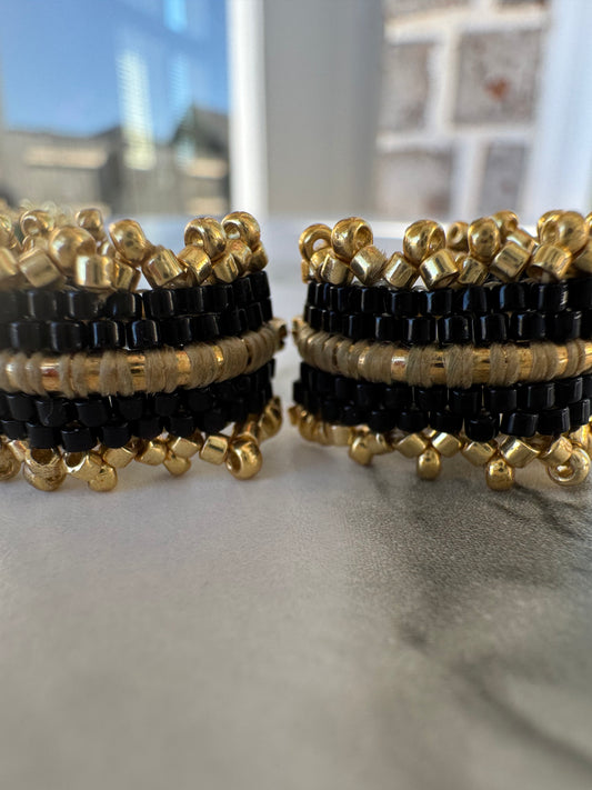 Handwoven Black & Gold Boho Luxury Earrings