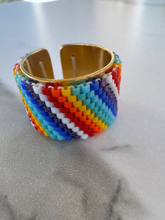 Aurora Prism Cuff Ring – Handcrafted Luxury in Living Color