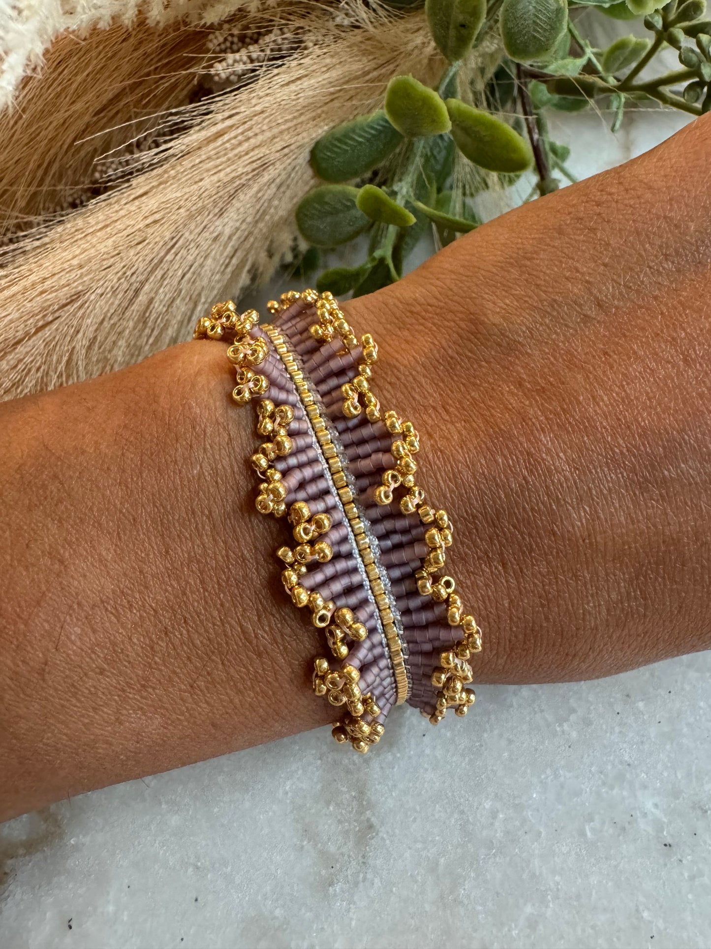Boho Luxury Miyuki Bracelet | Handcrafted Beaded Bracelet with Gold Accents